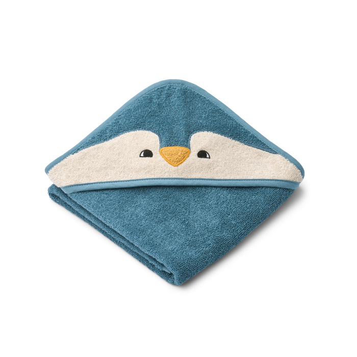 Liewood - Hooded Towel - Organic Cotton - Penguin - Oceanview Mix