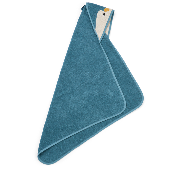 Liewood - Hooded Towel - Organic Cotton - Penguin - Oceanview Mix - Side