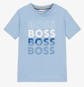 HUGO BOSS Boys Pale Blue Cotton T-Shirt