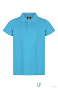 Aussie Pacific 3312 Hunter Blues Kids Polo in Cyan front product image