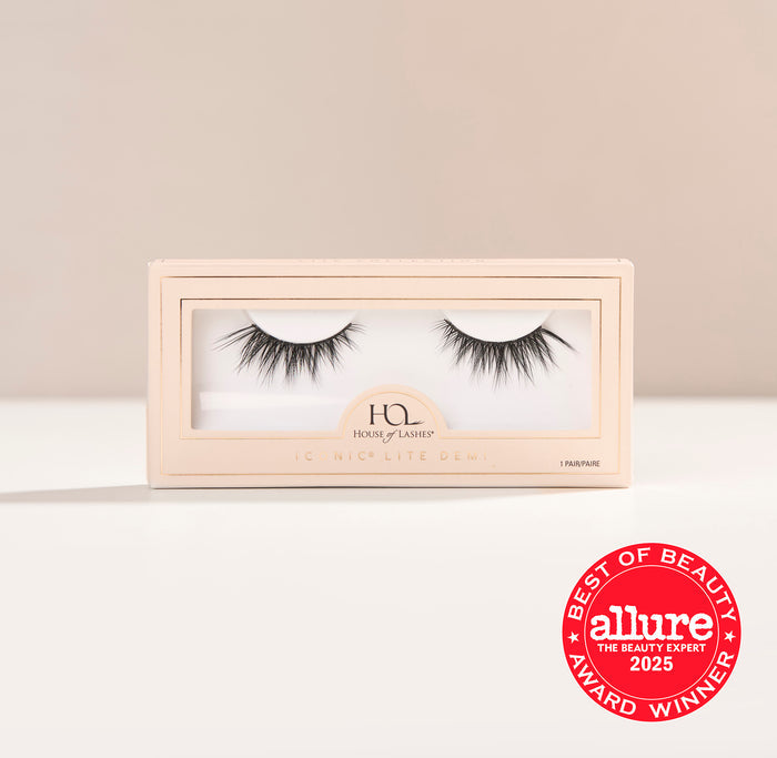 Iconic Lite Demi eyelash box from House of Lashes with lashes visible through a clear window