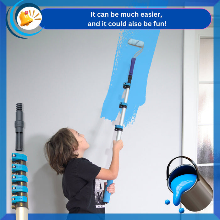 IGADPole – 17ft Telescopic Pole with Threaded Connector, Feather Duster and Paint Roller Adapter