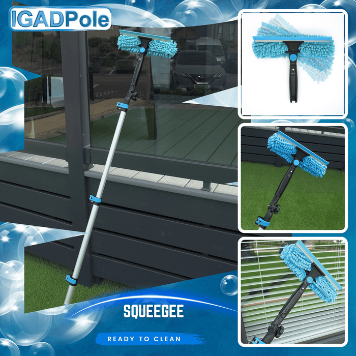 IGADPole 2m (6.6ft) Window Squeegee Cleaning Kit, Extension Pole, pole extension and 10"(25cm) Window Squeegee