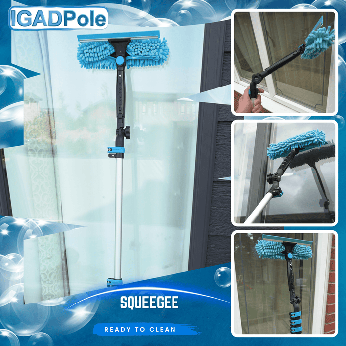 IGADPole 2m (6.6ft) Window Squeegee Cleaning Kit, Extension Pole, pole extension and 10"(25cm) Window Squeegee