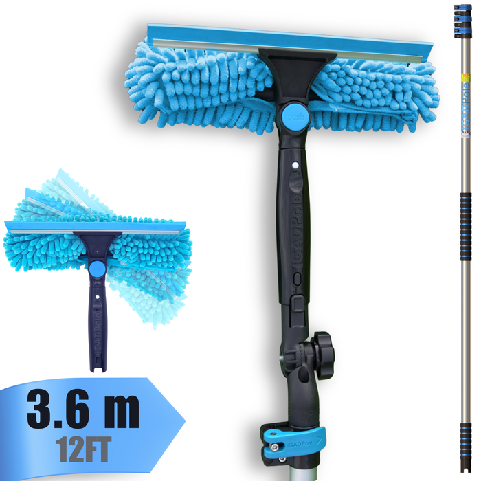 IGADPole 3.6m (12ft) Window Squeegee Cleaning Kit, Extension Pole and 10"(25cm) Window Squeegee