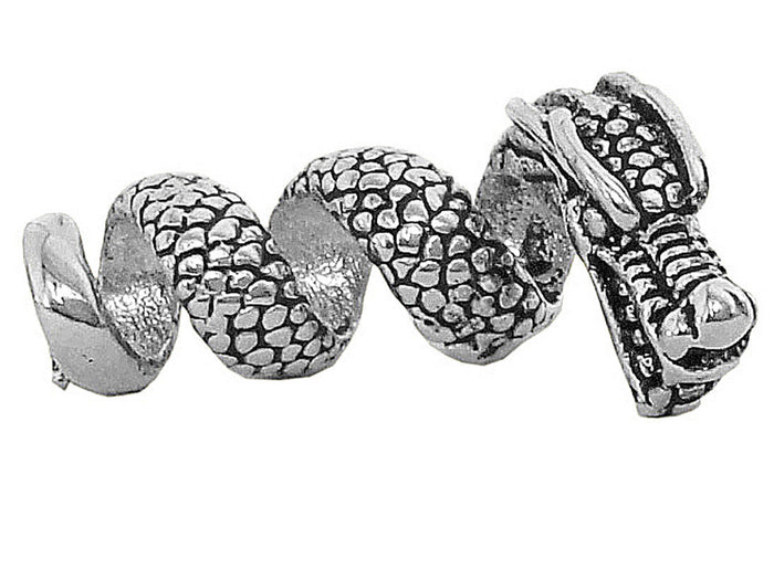 Imperial dragon hair bead in silver with coiled dragon scale design