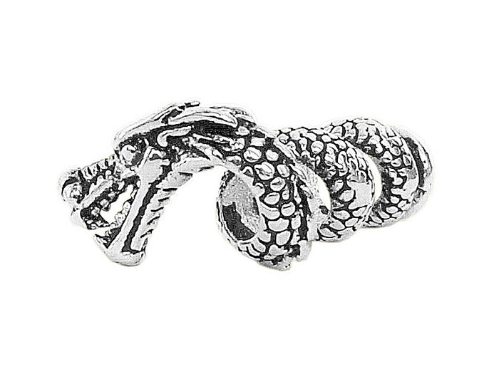 Imperial Dragon Hair Bead - Silver Medieval Fantasy Braid Accessory front view