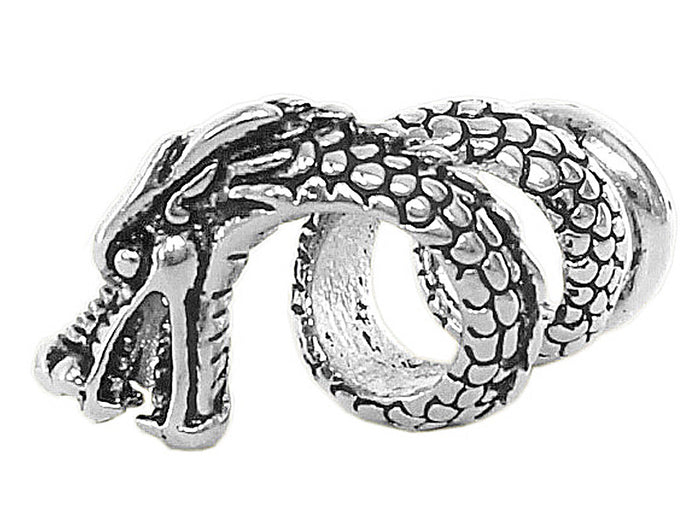 Imperial Dragon Hair Bead - Wide Silver Medieval Braid Accessory side view