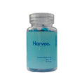 Bottle of Harvee hair oil with a blue label on a white background