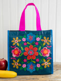 Insulated Lunch Bag - Navy Folk Floral-view 1