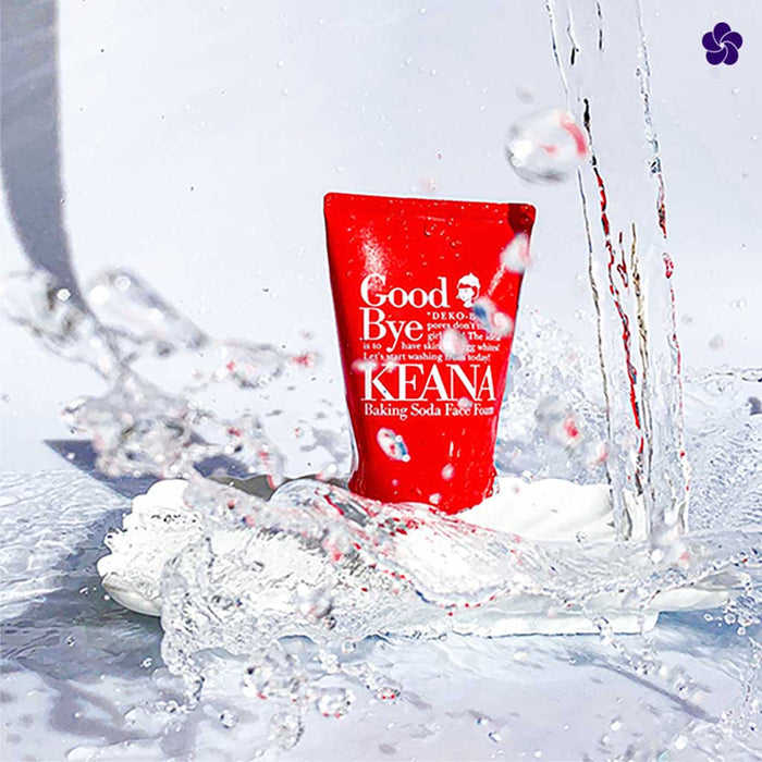 Good Bye Keana. Keana Baking Soda Foam Face Wash by Ishizawa Lab. Japanese Face Wash watershot. Murasaki Cosmetics. J-Beauty Shop Europe.