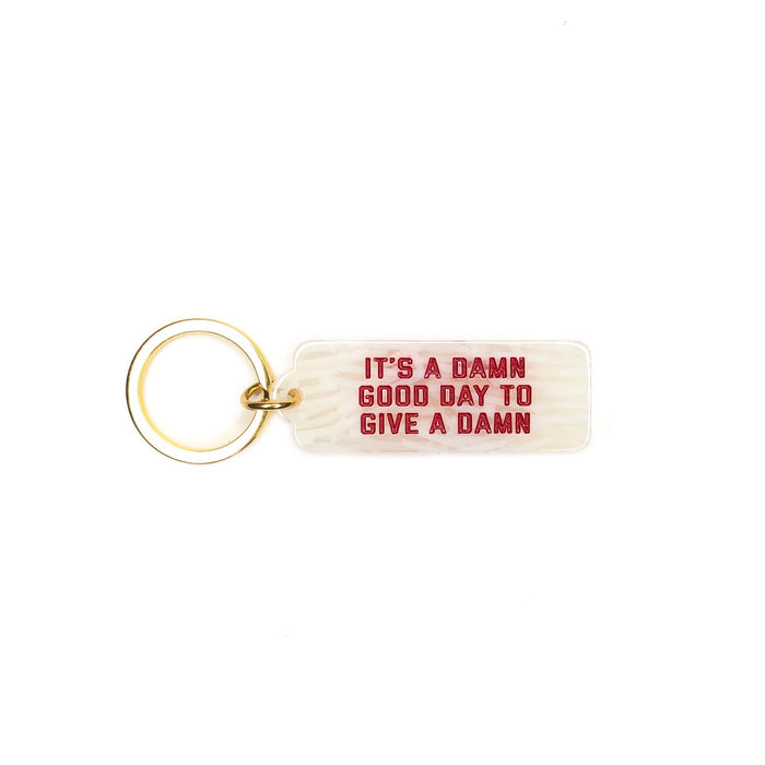 It's A Damn Good Day To Give A Damn Rectangle Keytag - Glitter