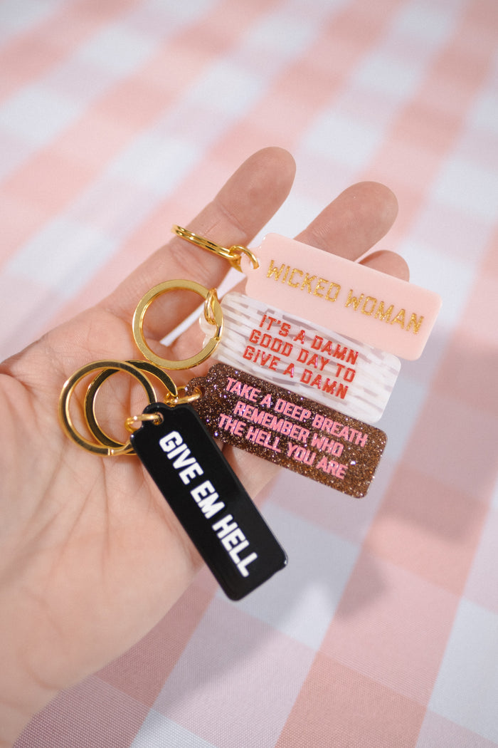 It's A Damn Good Day To Give A Damn Rectangle Keytag - Glitter
