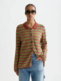 Jacquard Knitted Jacket Burnt Henna U9B01236T