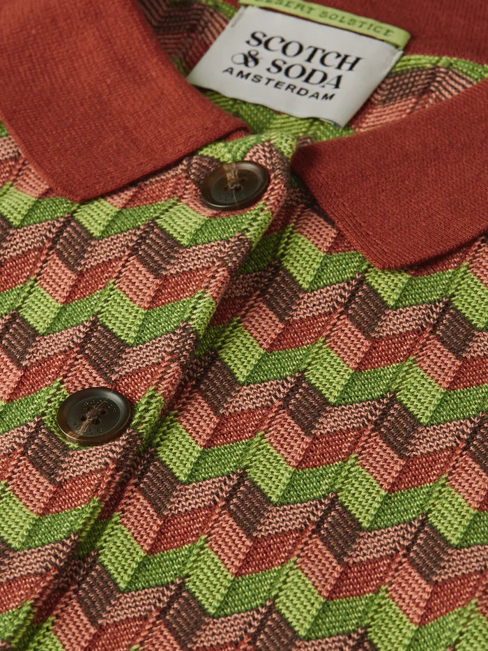 Jacquard Knitted Jacket Burnt Henna U9B01236T