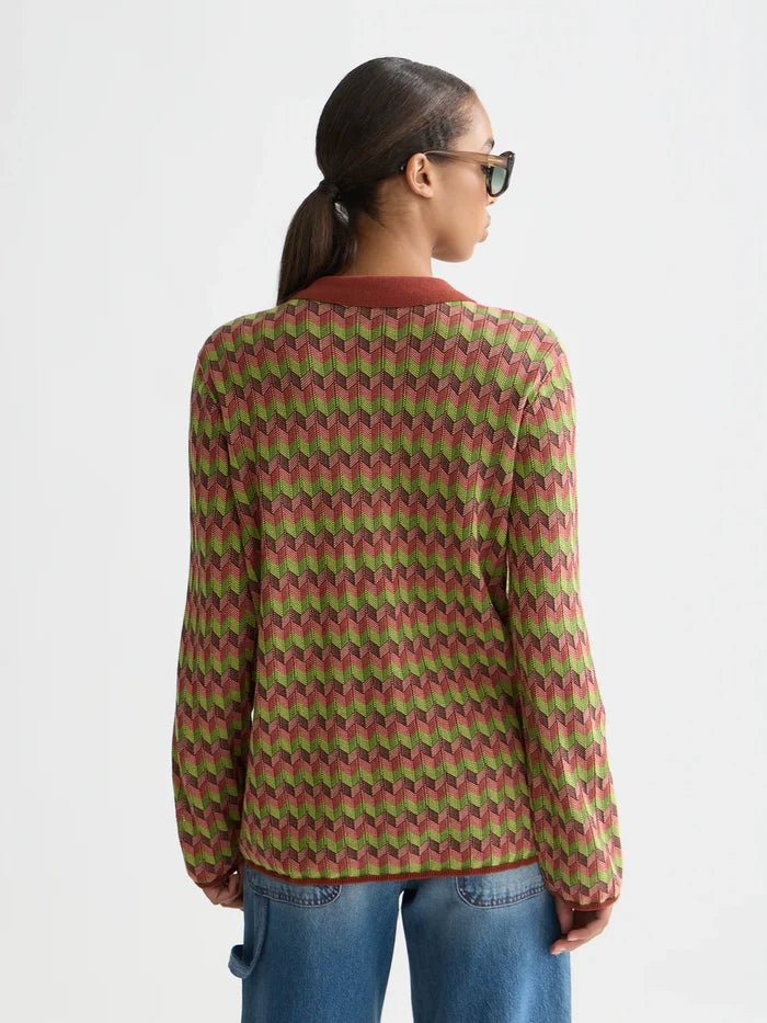 Jacquard Knitted Jacket Burnt Henna U9B01236T