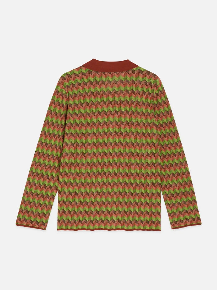Jacquard Knitted Jacket Burnt Henna U9B01236T