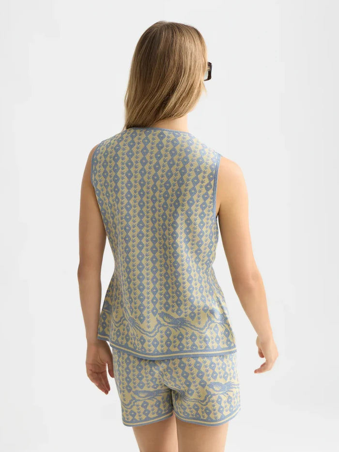 Jacquard Knitted Vest Cactus Stripe Placed Raffia U9A01247T