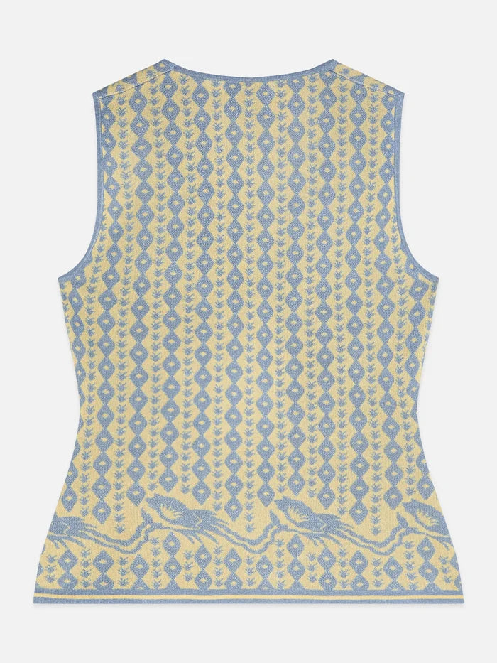 Jacquard Knitted Vest Cactus Stripe Placed Raffia U9A01247T