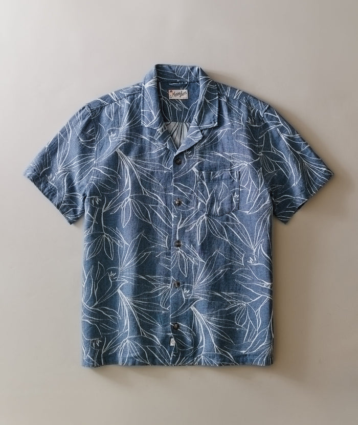 Jacquard Resort Shirt Blue Floral