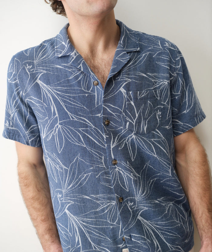 Jacquard Resort Shirt Blue Floral
