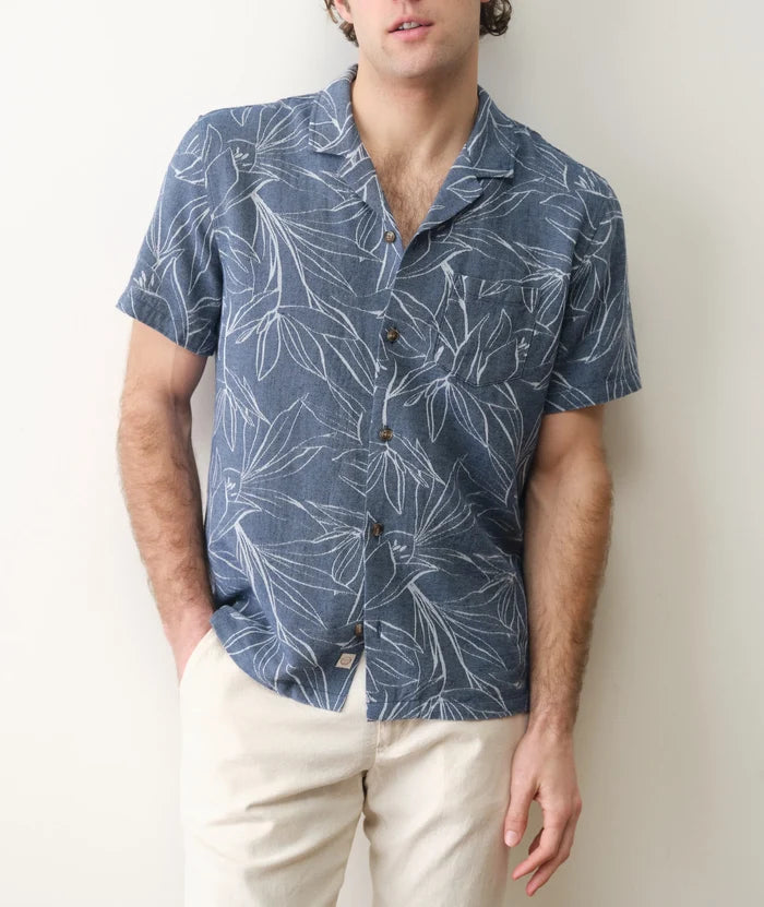 Jacquard Resort Shirt Blue Floral