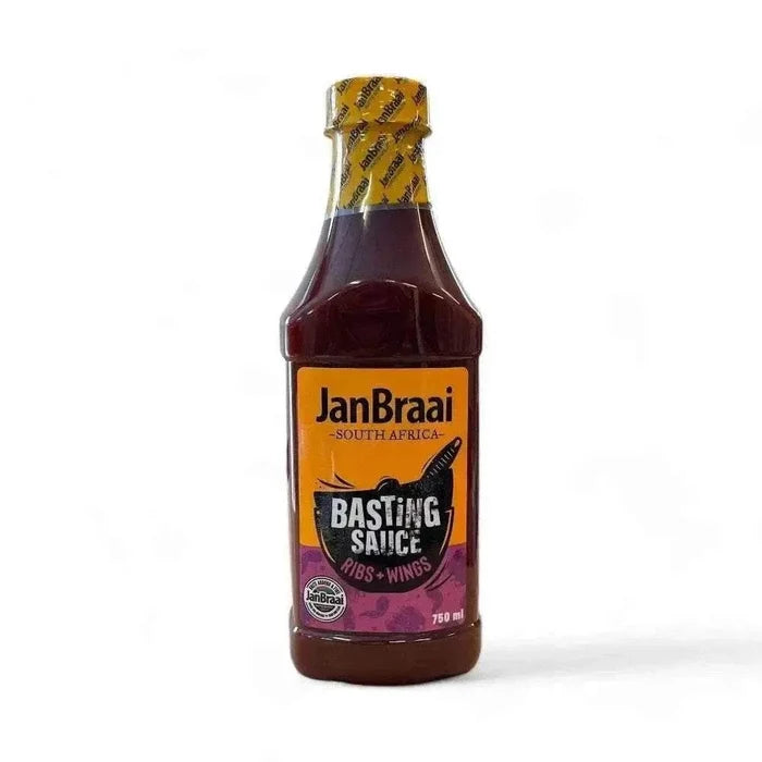 Jan Braai Basting Ribs & Wings 750ml bottle with rich smoky sweet sauce for grilling