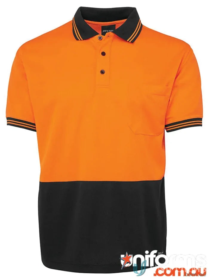 Orange and black polo shirt JBs HiVis S/S Traditional Polo fabric 2xs lime style