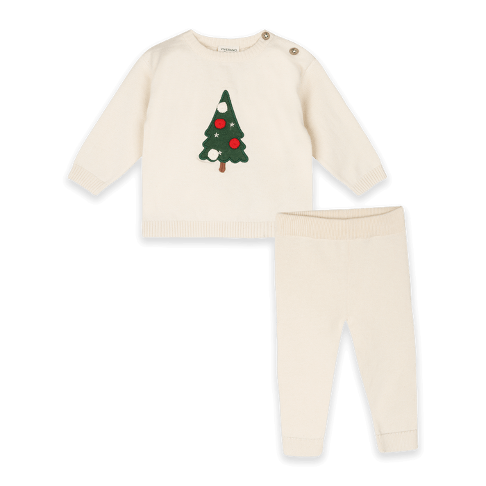 Jolly Christmas 3D Knit Baby Pullover and Pant SET, Organic Cotton