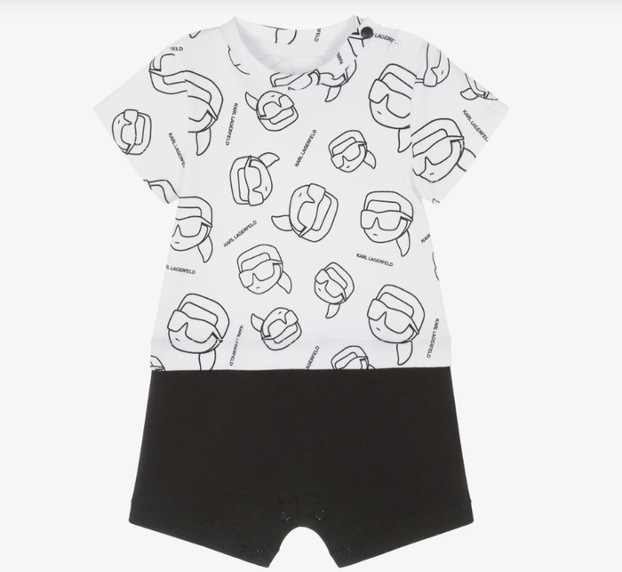 KARL LAGERFELD Baby Boys White & Black Cotton Kark Ikonik Shortie