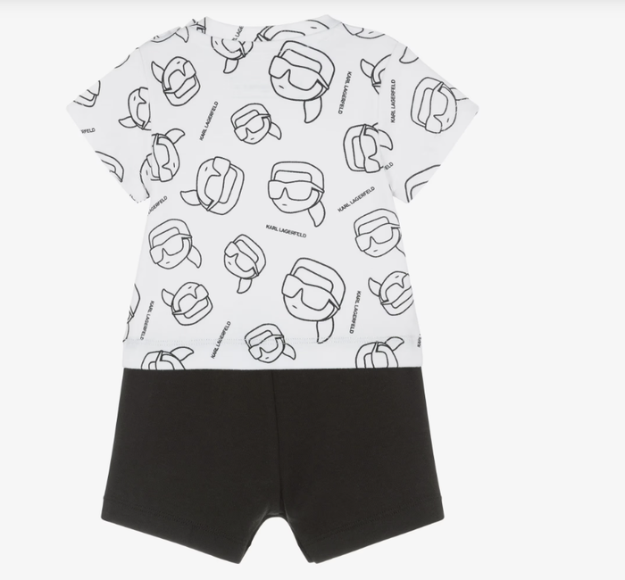 KARL LAGERFELD Baby Boys White & Black Cotton Kark Ikonik Shortie