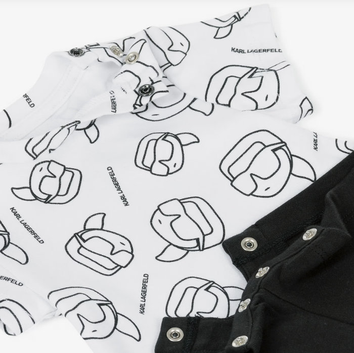 KARL LAGERFELD Baby Boys White & Black Cotton Kark Ikonik Shortie