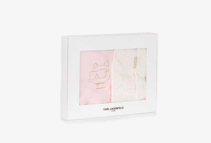 KARL LAGERFELD Baby Girls Pink Cotton Top & Leggings Set with Choupette Logo