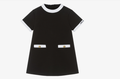 KARL LAGERFELD Girls Black Jersey Dress with Contrast White Trim