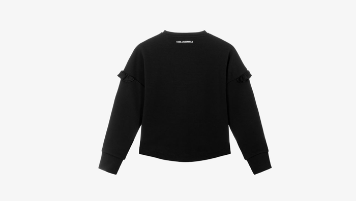 KARL LAGERFELD Girls Black Sweatshirt with Signature Logo Design