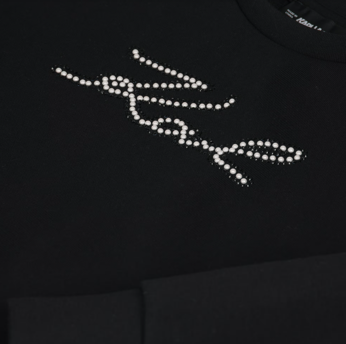 KARL LAGERFELD Girls Black Sweatshirt with Signature Logo Design