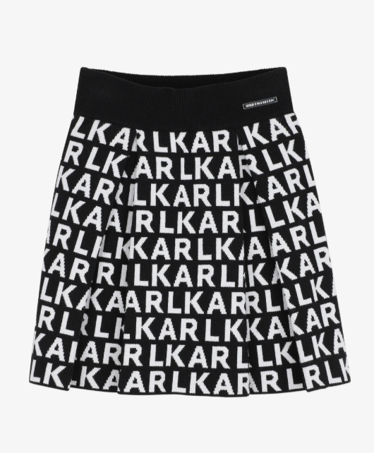 KARL LAGERFELD logo-intarsia pleated skirt