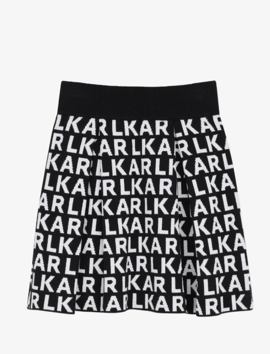 KARL LAGERFELD logo-intarsia pleated skirt