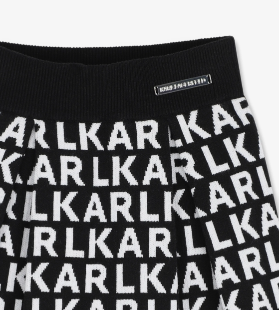 KARL LAGERFELD logo-intarsia pleated skirt