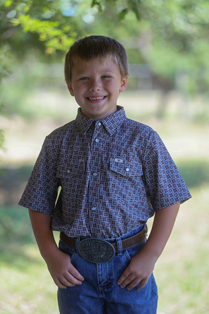 Kid's Colton in Red SS Snap Shirt