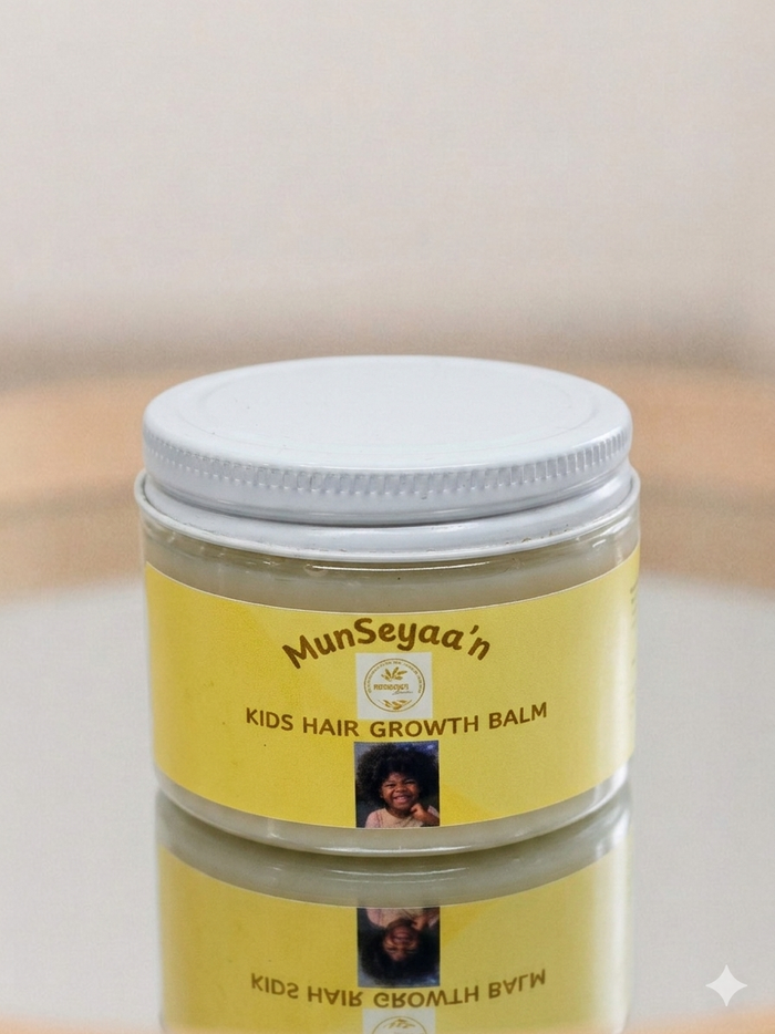 Kids Hair Growth Balm container with natural oils and butters for healthy scalp and thicker hair
