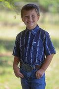 Kid's Maverick in Blue SS Snap Shirt