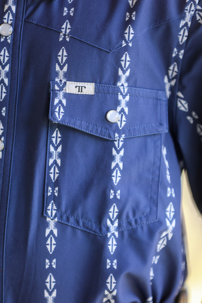 Kid's Maverick in Blue SS Snap Shirt