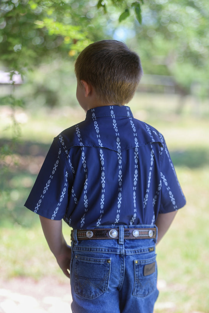 Kid's Maverick in Blue SS Snap Shirt