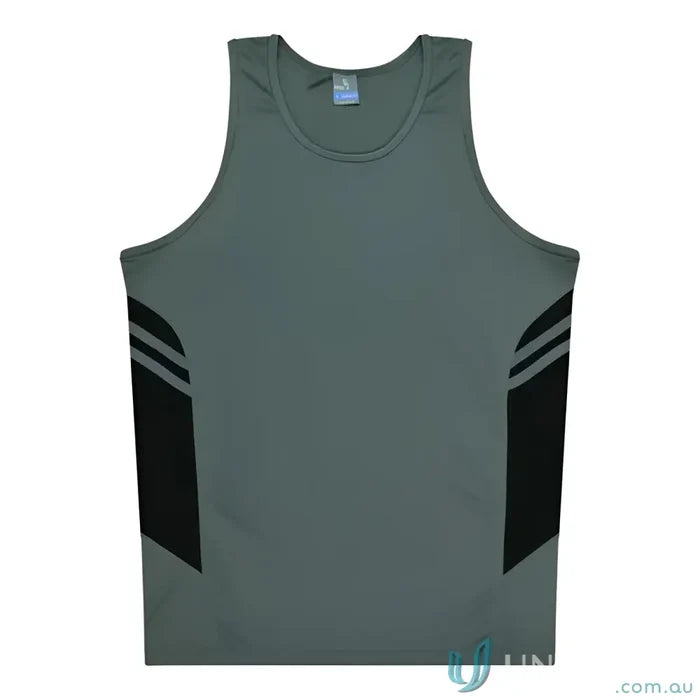 Aussie Pacific 3111 Kids Thames Dark Singlet in Ash/Black