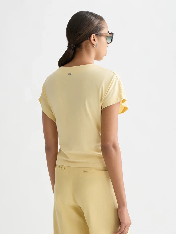Knotted Slash Neck T-Shirt Parsnip U9A01300T