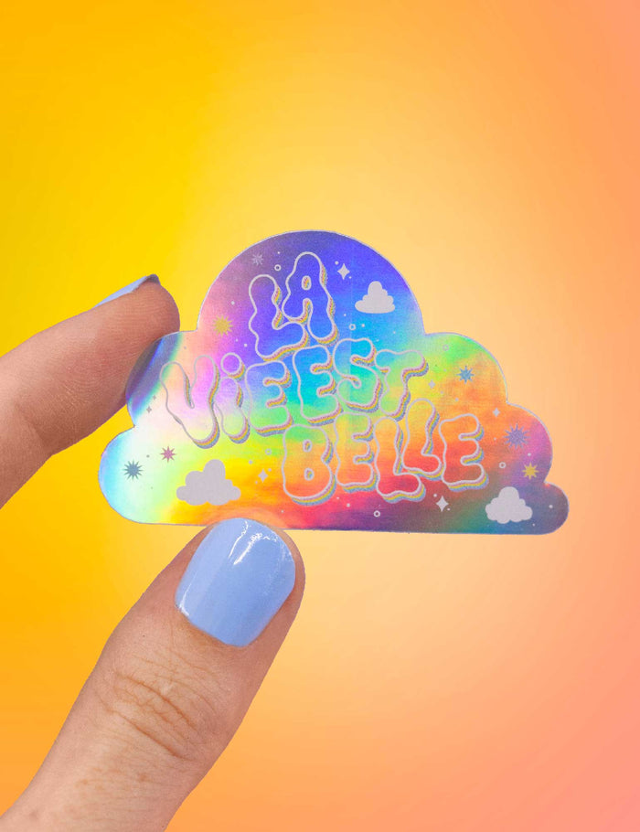La vie est belle cloud holographic rainbow sticker