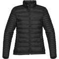 Black quilted ladies basecamp thermal jacket with high collar and front zipper ideal for workwear uniforms