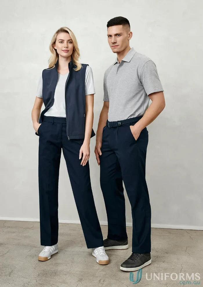 Two people in professional attire wearing Ladies Detroit Flexi Band Pant from business collection ladies