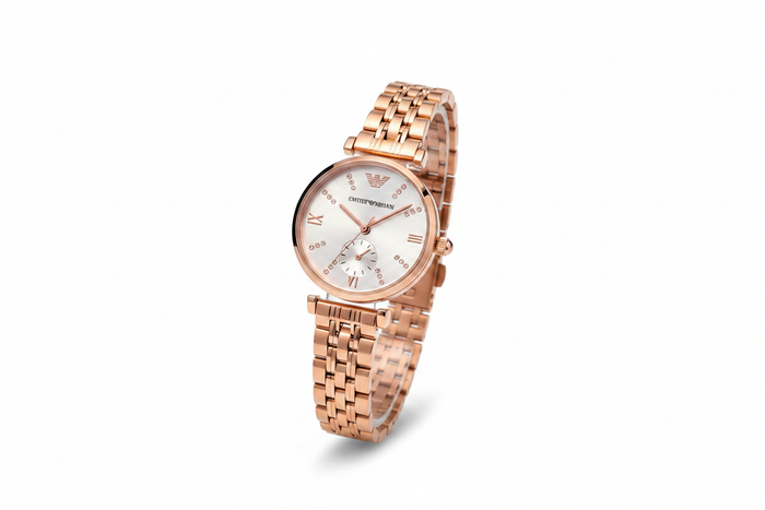 Ladies Rose Gold Wristwatch - white background